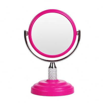 Zahari Home Galvin Double Sided Makeup Mirror with Stand, 1X/3X Magnification, 360 Degree Swirl, 5.60 inch, Pink - color: Pink, size: 5.6"L x 3.8"W