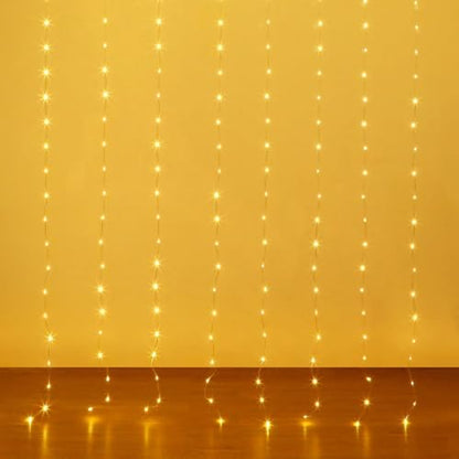 Warm White Curtain Lights, 6.5 x 6.5ft 200 LED USB Twinkle Fairy String Lights with Remote & Timer, IP65 Waterproof Hanging String Curtain Lights for Bedroom Backdrop Christmas Holiday Decor - size: Warm White - 6.5ft x 6.5ft