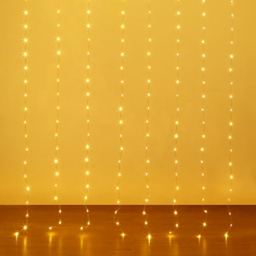 Fairy Curtain Lights 8ft x 6ft, 144 Warm White LED Twinkle Lights - size: 144-LED Warm White 8ft x 6ft