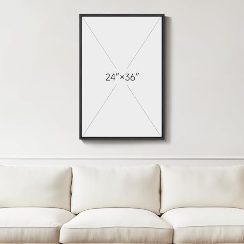 Framed Neutral Modern Black Beige Abstract Wall Art, 1 Piece 24x36 In - color: Black White Geometric A