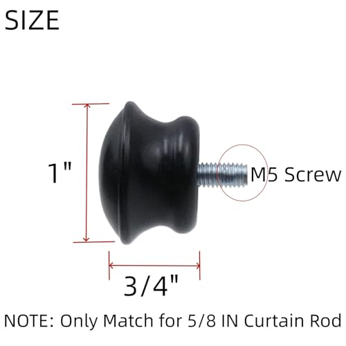 Curtain Rod Ends for 5/8 Inch Curtain Rods, 6Pcs