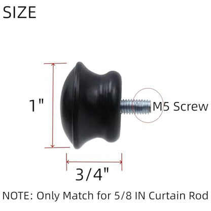 Curtain Rod Ends for 5/8 Inch Curtain Rods, 6Pcs
