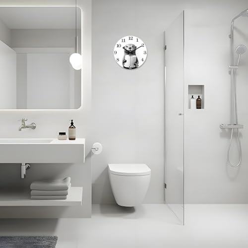 XNM Funny Bathroom Wall Clocks Battery Operated 12 Inch - color: Black4, size: 12 Inch