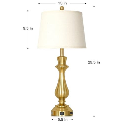 Cinkeda Touch lamp for Night Stands - 29.5" Tall Bedside Lamp with USB C+A, 3 Way Dimmable Bedroom Lamps, Gold Metal Table Lamps for Living Room, Single Gold - color: Gold-1P