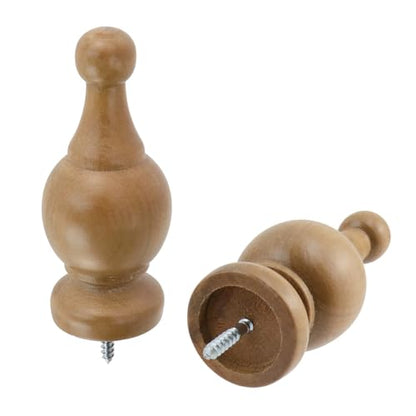 T Tulead Wood Finials for Curtain Rods - style: Wood, 1.1", 2PCS