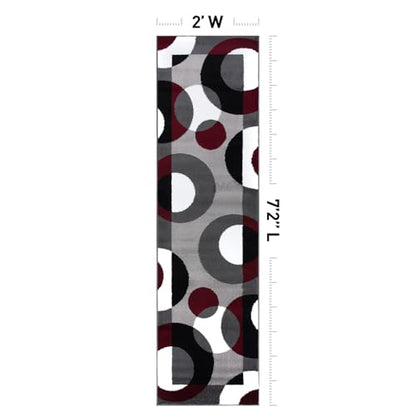 Rugshop Circles Modern Soft Living Room Runner Rug Burgundy 2' x 7'2" - size: 2' x 7'3" (Rectangular)