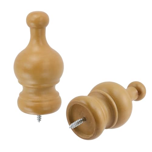 T Tulead Wood Curtain Rod Finials, Wood Color, 1.34-Inch, 2PCS - style: Wood, 1.34", 2PCS