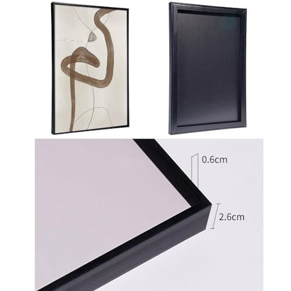Framed Abstract Black Stroke Lines Canvas Painting,24x32 In - color: White