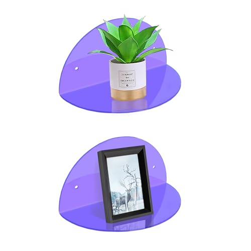 ROYALITA 2-Pack Small Acrylic Shelves Room Decor Floating Shelves, Purple - color: Purple