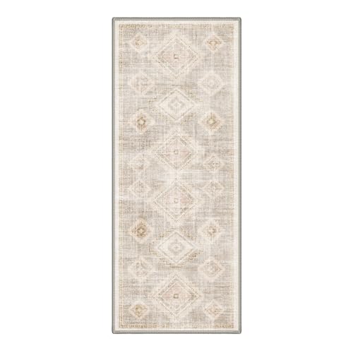 GENIMO 2X5 Washable Runner Rug for Kitchen, Boho Medallion Non Slip - color: Blush Beige, size: 2' x 5' (Rectangular)