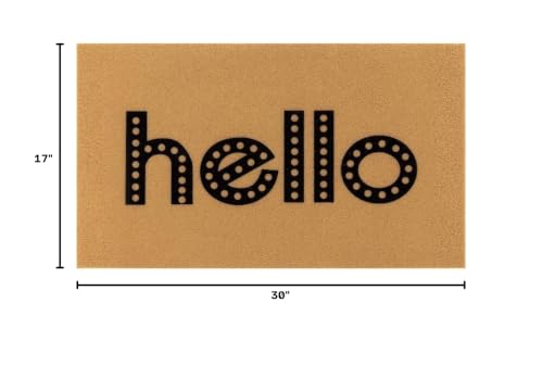 Vaukki Outside Welcome Doormat 17''x30'', Non Slip Coco Coir Door Mat - color: Hello, size: 1'5" x 2'6" (Rectangular)