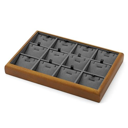 Oirlv Dark Grey Wood Jewelry Pendant Display Tray - color: Grey, size: 12 insert