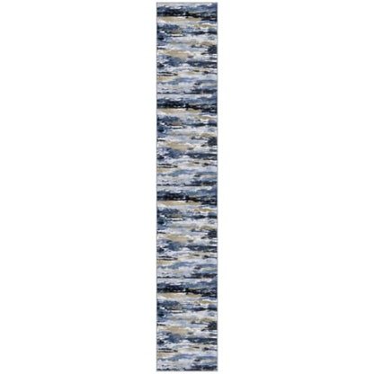 Abstract Washable Runners for Hallway 2x12 Runner Rug Non Slip - color: Navy / Blue / Taupe, size: 2' x 12' (Runner)