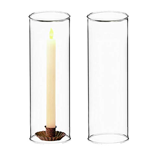 CYS EXCEL 2 PCS (H:10" D:4.75") Open Ended Glass Hurricane Candleholder Tube Shade | Multiple Size Choices Open Flame Candle Chimney Tube Cover | Bottomless Cylinder - size: 4.75" Wide x 10" Tall