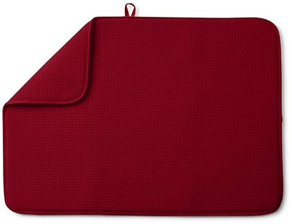 Bellemain Dish Drying Mat, Drying Matt Kitchen Counter, 17 x 24 Inch - Red - color: Red, size: 17" x 24"