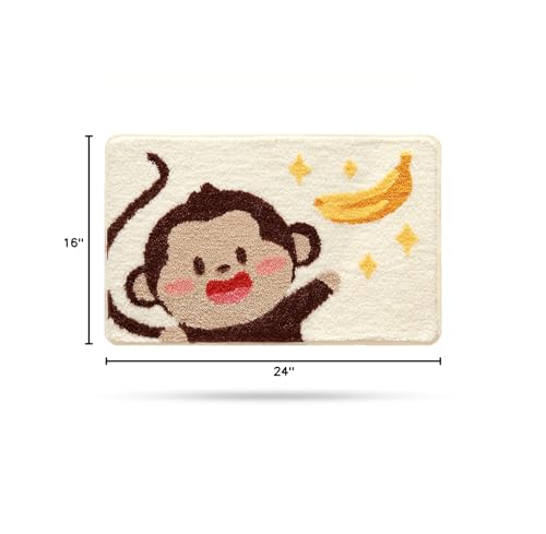 Molesun Monkey Bath Mat 16x24, Soft Absorbent Microfiber Bath Rugs - color: Monkey, size: 16" x 24"