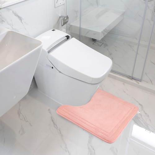 Light Pink Bathroom Rugs Memory Foam Bath Toilet Contour Mat Set 2 Piece - color: Pink, size: 17 in x 24 in and 20 in x 24 in