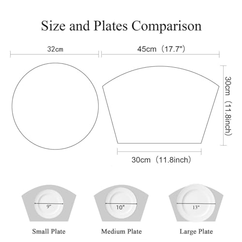SHACOS Small Round Table Placemats Set of 5 Woven Vinyl Wedge Placemats with Centerpiece Round Table Mats Heat Resistant Wipe Clean (5, Green) - color: Green