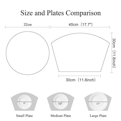 SHACOS Small Round Table Placemats Set of 5 Wedge Shaped Place Mat with Round Centerpiece Mat Heat Resistant Table Mats Washable (5, Gray White) - color: Gray White