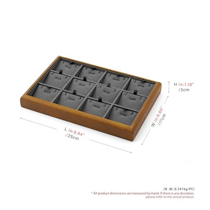 Oirlv Dark Grey Wood Jewelry Pendant Display Tray - color: Grey, size: 12 insert