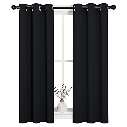 NICETOWN Black Blackout Curtains Drapes for Cafe 29" w x 40" L 2 Panels - color: Black, size: 29"W x 40"L (Pack of 2)