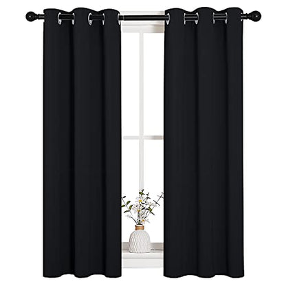 NICETOWN Black Blackout Curtains Drapes for Cafe 29" w x 40" L 2 Panels - color: Black, size: 29"W x 40"L (Pack of 2)