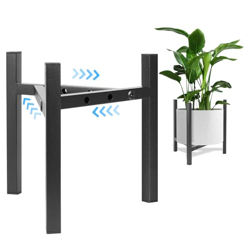 Airpark Plant Stand Indoor Adjustable, Metal Modern Plant Stands, Heavy Duty Stable Plant Pot Flower Holder Indoor Outdoor Corner, Fit 8 9 10 11 12 inch Pots, Black (Pot & Plant Not Included) - color: Black