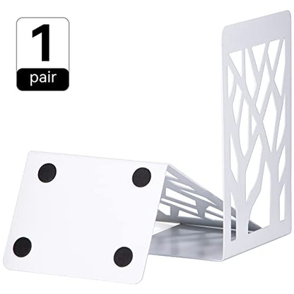 Book Ends for Shelves and Heavy Books - Metal White Bookends 1 Pair - Home Decorative Shelf Holder, Supports, and Stoppers - size: White-1 pair
