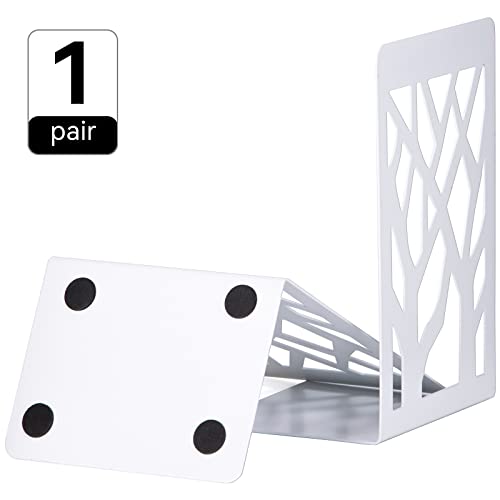 Book Ends for Shelves and Heavy Books - Metal White Bookends 1 Pair - Home Decorative Shelf Holder, Supports, and Stoppers - size: White-1 pair