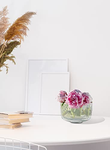Serene Spaces Living Gold Rimmed Clear Glass Bowl, Wedding or Event Centerpiece, Large Measures 4" Height x 6" Diameter