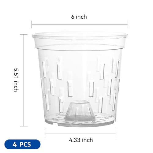 TRUEDAYS Orchid Pot, 4 Pack 6 Inch Plant Pot with Drainage - size: 6Inch-4Pack