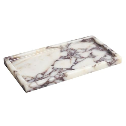 100% Natural Marble Tray, 10"x5" Calaccata Viola Vanity Tray - color: Viola-rectangle-10"x5"x0.7"