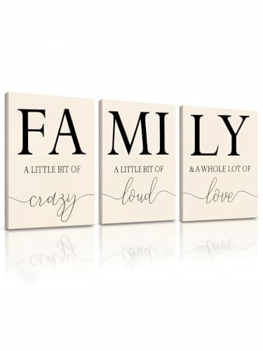 RYZopmuy Family Wall Decor, Set of 3 Black and White Framed Canvas Art - color: Black and white 3, size: 16"L x 12"W