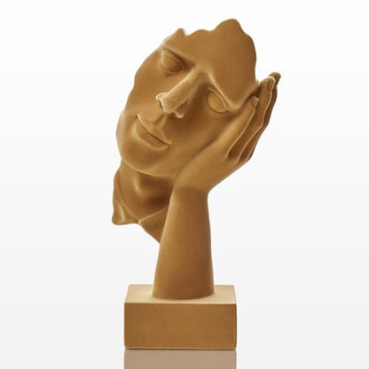 Thinker Statue Hear No Evil with Soft Velvety Texture, Brown - color: Nohear-brown