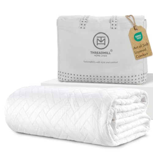 Threadmill Cotton Twin Coverlet Blanket, Jacquard, White,Long Staple Cotton - color: Classic White, size: Twin / Twin-XL