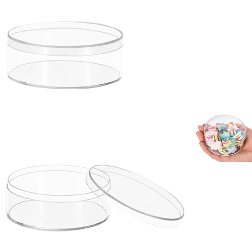 KissYou 2‑Pack Round Acrylic Box 3.2 x 3.2 x 1.2 Inch, Candy Box - size: 3.2 x 3.2 x 1.2 Inch
