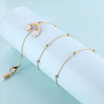 LIKGREAT Eyeglass Chain for Women Face Mask Link Chains Sunglass Strap Holder KC Gold Plated - color: Rainbow