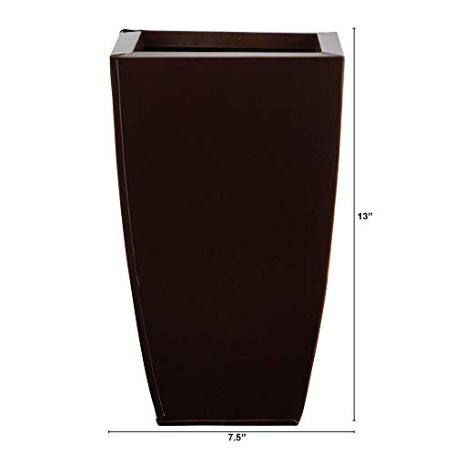 Nearly Natural 13in. Tapered Square Metal Planter - color: Bronze, size: 13"H x 7.5"W x 7.5"D