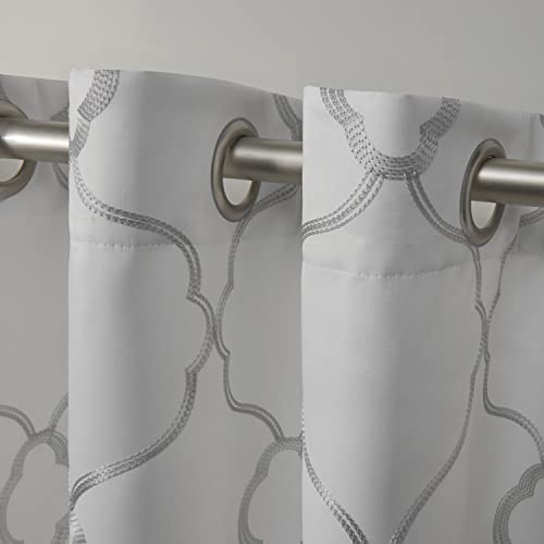 Exclusive Home Belmont Embroidered Room Darkening Blackout Grommet Top Curtain Panel Pair, 52"x108", Winter - color: Winter, size: 52"W x 108"L (Pack of 2)