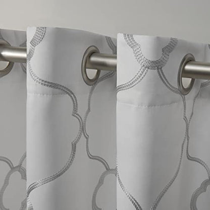 Exclusive Home Belmont Embroidered Room Darkening Blackout Grommet Top Curtain Panel Pair, 52"x108", Winter - color: Winter, size: 52"W x 108"L (Pack of 2)