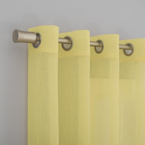 No. 918 Erica Crushed Sheer Voile Grommet Curtain Panel - color: Yellow, size: 51"W x 63"L (Pack of 1)