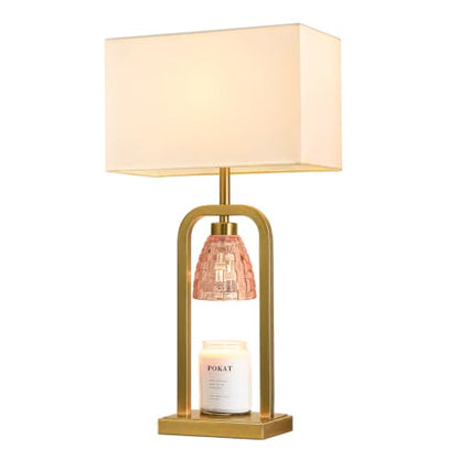 PoKat 21.5'' Pink Table Lamp with Candle Warmer & Gift Box for Bedroom - color: Set of 1 - Pink