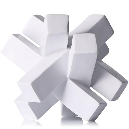 XMGZQ White Knot Statue for Coffee Table Decor,Modern Minimalist Geometric Knot Sculpture and Figurines,Abstract Art Line Decorative Ornaments Knick Knacks for Shelves,Bookcase,Console,Tabletop,Entry - color: White