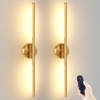 JOFIOS Battery Operated Wall Sconces Set of 2, 27.6In Gold Remote Control - color: Gold, size: 27.6 inch