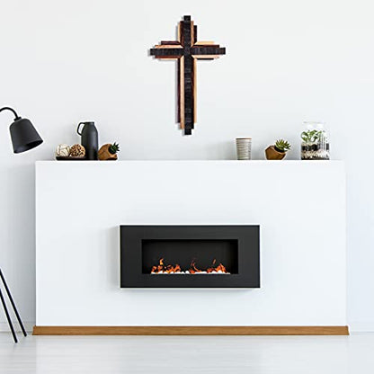 Wooden Wall Cross 3D Triple Stacked Reclaimed Wood, Rustic Hanging Decor
