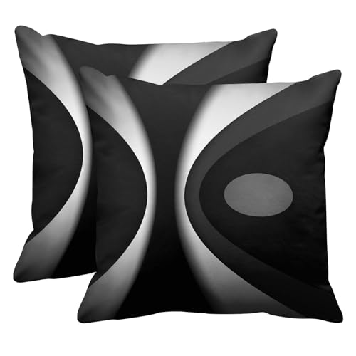 Emvency Throw Pillow Covers Set of 2, 18 x 18 Inch, Abstract Modern Striped - color: Black and Grey 1, size: 18" x 18" (Pack of 2)