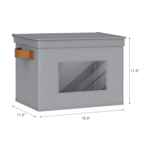 Univivi Fabric Storage Bins with Lids for Clothes 3 Pack, Grey - color: Gray