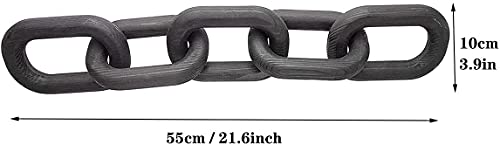 Hanlin Wood Chain Link Decor - Hand Carved Boho Decorative Wood Chain, Farmhouse Decor, Sustainable Pine, Coffee Table Decor, Shelf Decor, for Home Living Room (Black) - color: Black