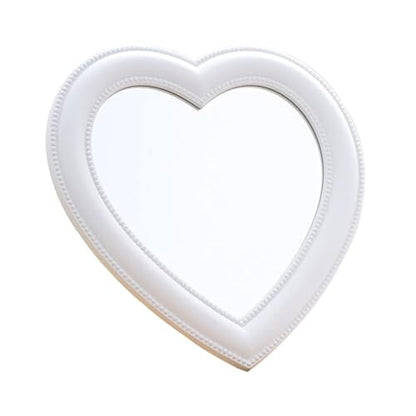 Mokoze Heart Shaped Mirror, Desk or Wall, 11" x 10.6", White