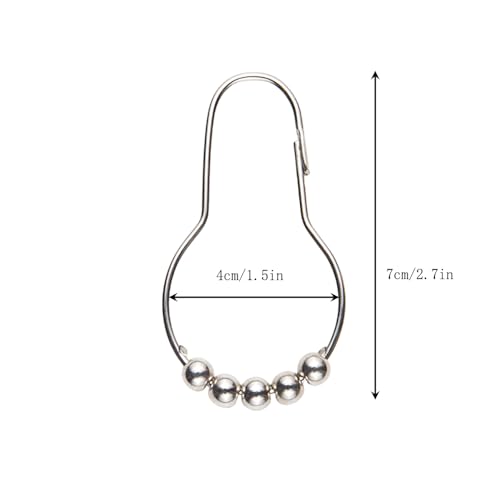 Shower Curtain Hooks, Decorative Rust Proof Stainless Steel Shower Curtain Hooks for Bathroom Shower Rods Set of 12, Polished Nickel (Chrome，12pcs)